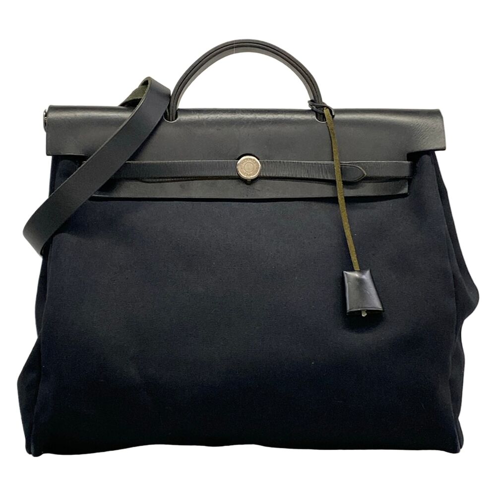 Hermès Her Bag MM Handbag Toile Officier Leather